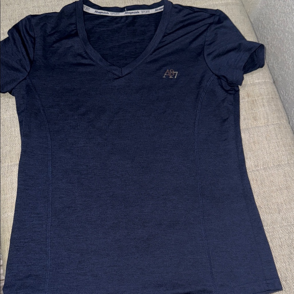 Aeropostale Women's Dark Blue V-Neck Tee